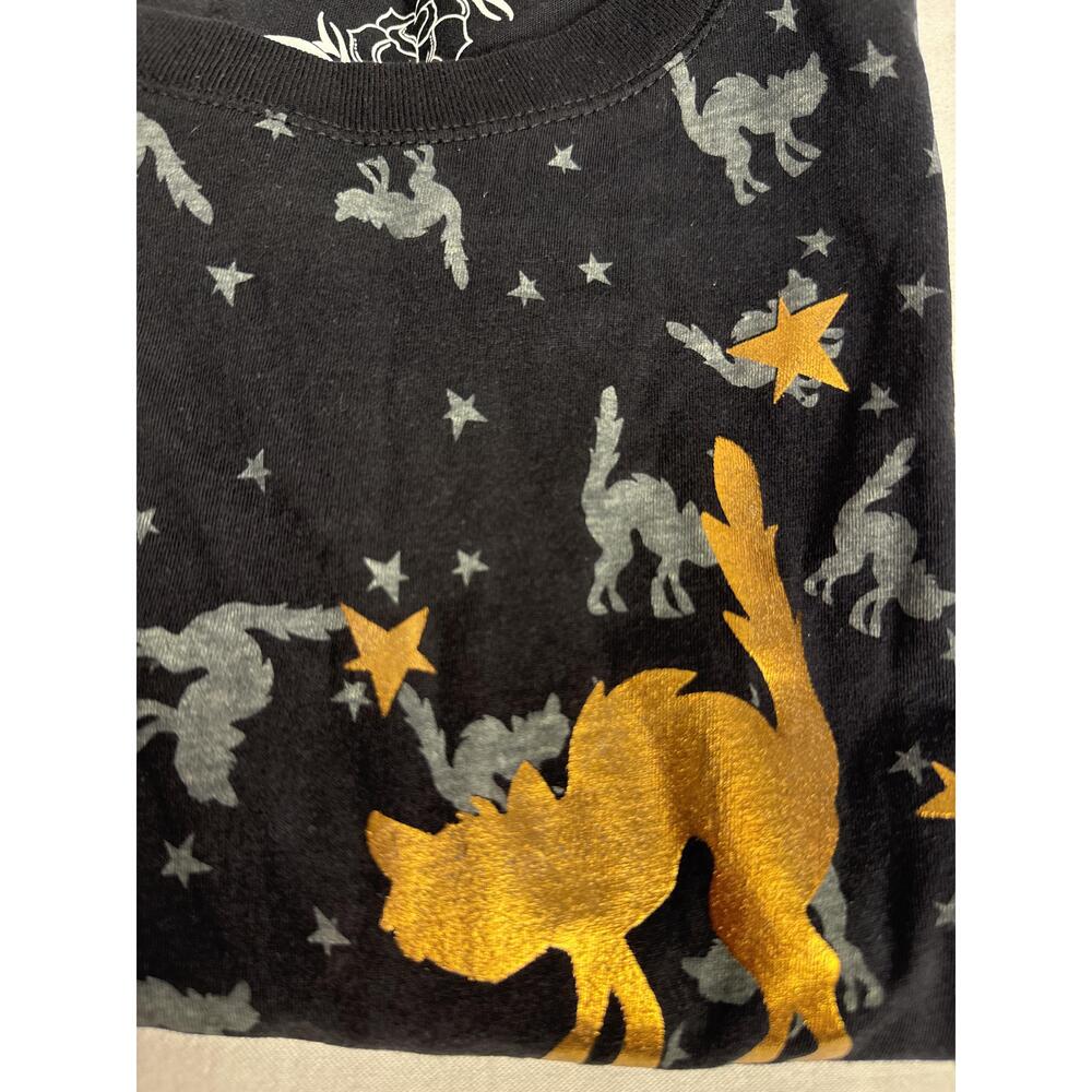 NWT Piper Blue Womens Black Cat Printed Graphic Detail TShirt Juniors Plus 2X - Picture 3 of 8